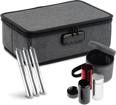 metal stash box with silicone inside|Roonin Smell Proof Stash Case + 3 metal jars .